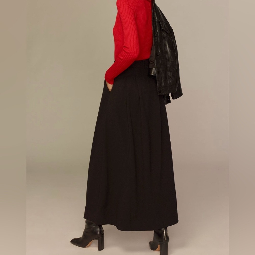 Anthropologie Maeve Avery Black Pleated Maxi Skirt 14 NWT runs a bit small - Picture 3 of 9